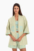 Embroidered short jacket in cotton with 3/4 sleeves